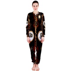 Steampunk, Awesome Heart With Clocks And Gears Onepiece Jumpsuit (ladies) 