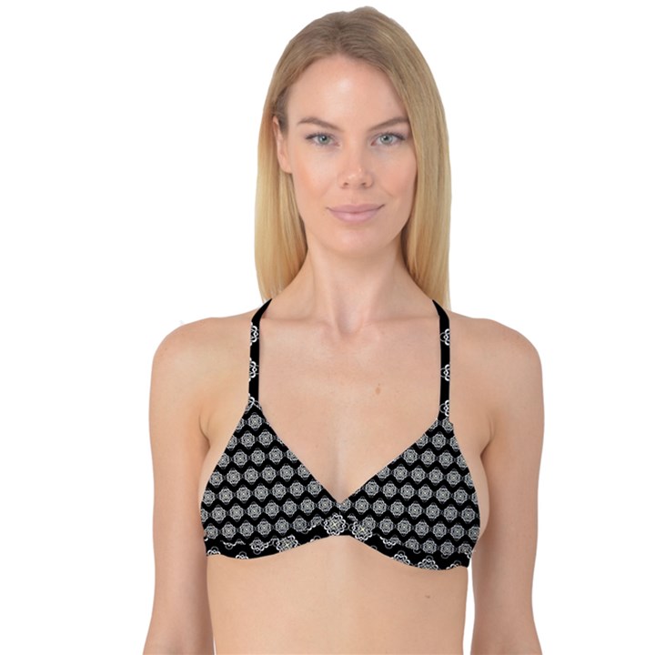 Abstract Knot Geometric Tile Pattern Reversible Tri Bikini Tops