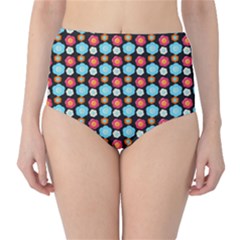 Colorful Floral Pattern High-waist Bikini Bottoms by GardenOfOphir