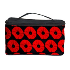 Charcoal And Red Peony Flower Pattern Cosmetic Storage Cases by GardenOfOphir