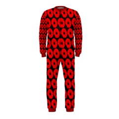 Charcoal And Red Peony Flower Pattern Onepiece Jumpsuit (kids)