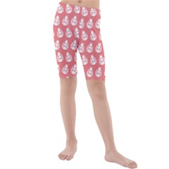 Coral And White Lady Bug Pattern Kid s Swimwear by GardenOfOphir