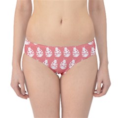 Coral And White Lady Bug Pattern Hipster Bikini Bottoms by GardenOfOphir