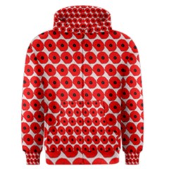 Red Peony Flower Pattern Men s Zipper Hoodies