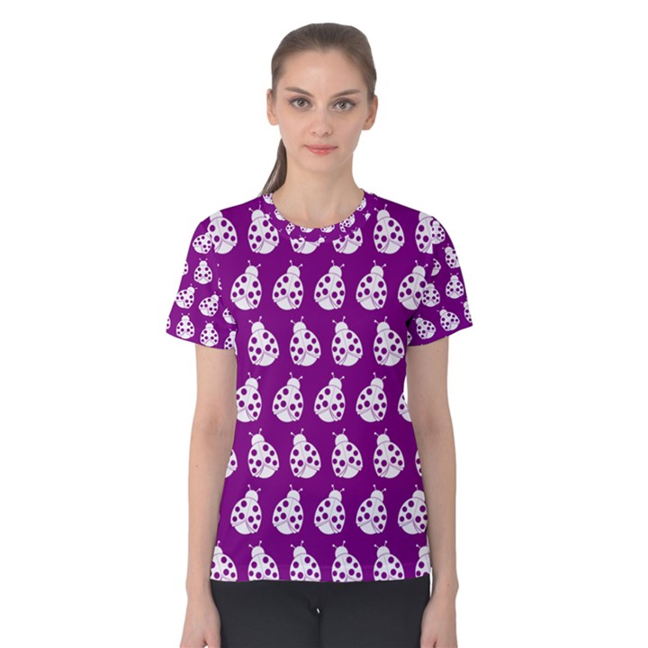 Ladybug Vector Geometric Tile Pattern Women s Cotton Tees