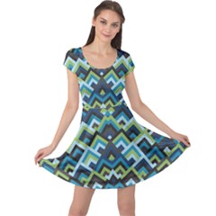 Trendy Chic Modern Chevron Pattern Cap Sleeve Dresses by GardenOfOphir