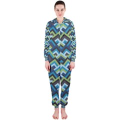 Trendy Chic Modern Chevron Pattern Hooded Jumpsuit (ladies)  by GardenOfOphir