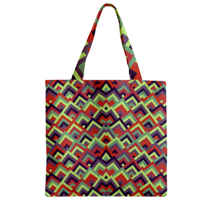 Trendy Chic Modern Chevron Pattern Zipper Grocery Tote Bags