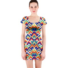 Trendy Chic Modern Chevron Pattern Short Sleeve Bodycon Dresses by GardenOfOphir