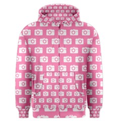 Pink Modern Chic Vector Camera Illustration Pattern Men s Zipper Hoodies by GardenOfOphir