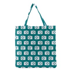 Modern Chic Vector Camera Illustration Pattern Grocery Tote Bags