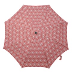 Coral Pink Gerbera Daisy Vector Tile Pattern Hook Handle Umbrellas (large) by GardenOfOphir