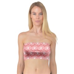 Coral Pink Gerbera Daisy Vector Tile Pattern Women s Bandeau Tops by GardenOfOphir