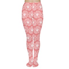 Coral Pink Gerbera Daisy Vector Tile Pattern Women s Tights