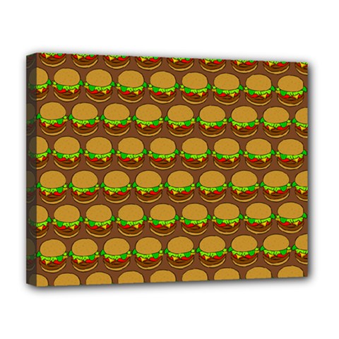 Burger Snadwich Food Tile Pattern Canvas 14  X 11 