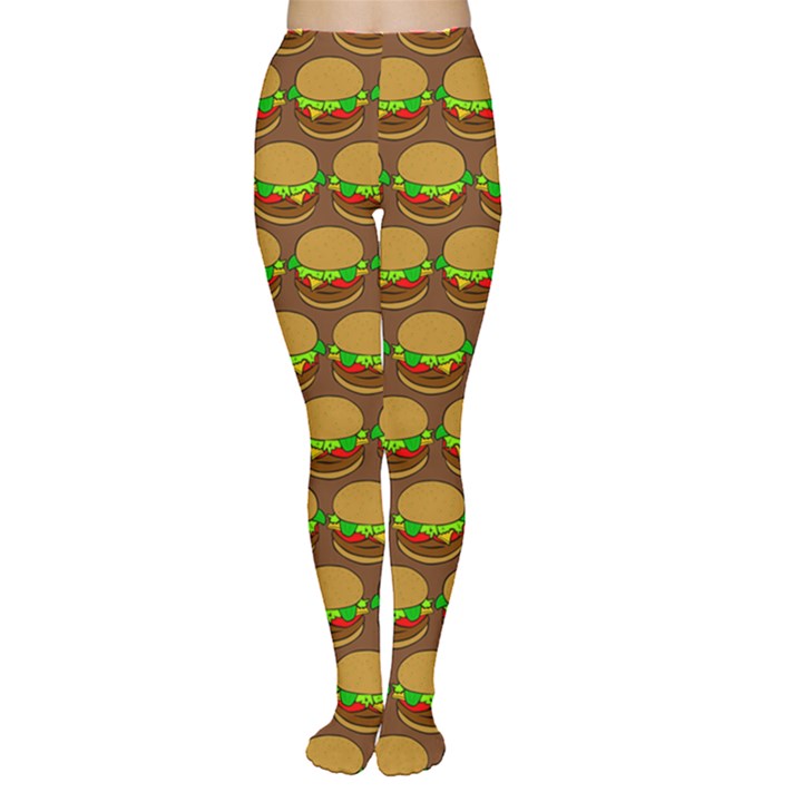 Burger Snadwich Food Tile Pattern Women s Tights