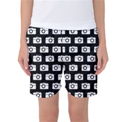 Modern Chic Vector Camera Illustration Pattern Women s Basketball Shorts by GardenOfOphir