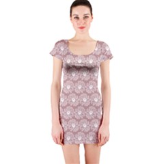 Gerbera Daisy Vector Tile Pattern Short Sleeve Bodycon Dresses