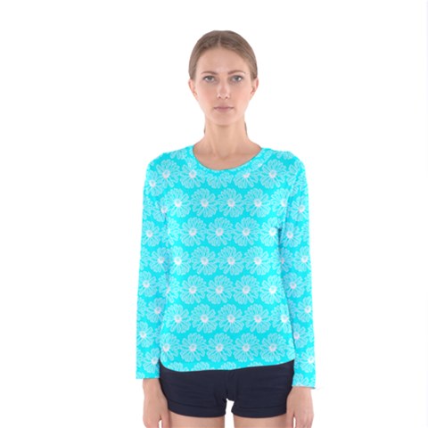 Gerbera Daisy Vector Tile Pattern Women s Long Sleeve T-shirts by GardenOfOphir