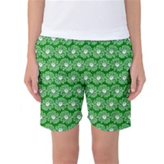 Gerbera Daisy Vector Tile Pattern Women s Basketball Shorts by GardenOfOphir