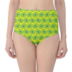 Gerbera Daisy Vector Tile Pattern High-waist Bikini Bottoms by GardenOfOphir