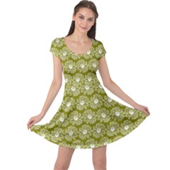 Gerbera Daisy Vector Tile Pattern Cap Sleeve Dresses by GardenOfOphir