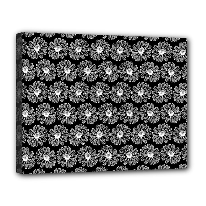 Black And White Gerbera Daisy Vector Tile Pattern Canvas 14  x 11 