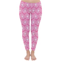 Pink Gerbera Daisy Vector Tile Pattern Winter Leggings