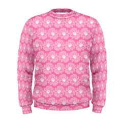 Pink Gerbera Daisy Vector Tile Pattern Men s Sweatshirts