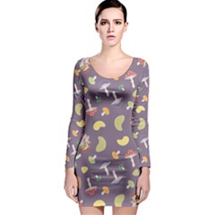 Mushrooms Long Sleeve Bodycon Dresses by Famous