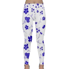 Sweet Shiny Flora Blue Yoga Leggings by ImpressiveMoments