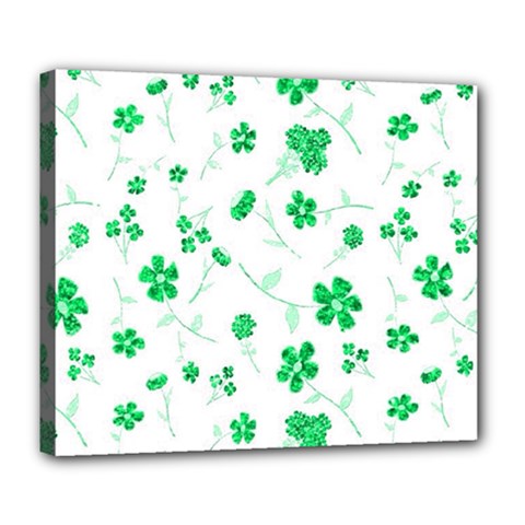 Sweet Shiny Floral Green Deluxe Canvas 24  X 20   by ImpressiveMoments