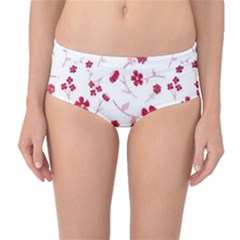 Sweet Shiny Floral Red Mid-waist Bikini Bottoms by ImpressiveMoments