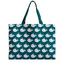 Cute Whale Illustration Pattern Zipper Tiny Tote Bags by GardenOfOphir