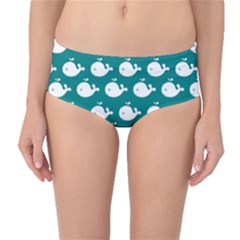 Cute Whale Illustration Pattern Mid-waist Bikini Bottoms by GardenOfOphir