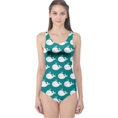 Cute Whale Illustration Pattern Women s One Piece Swimsuits by GardenOfOphir