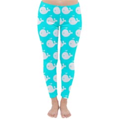 Cute Whale Illustration Pattern Winter Leggings by GardenOfOphir