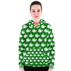 Cute Whale Illustration Pattern Women s Zipper Hoodies