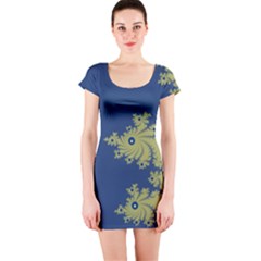 Blue And Green Design Short Sleeve Bodycon Dresses