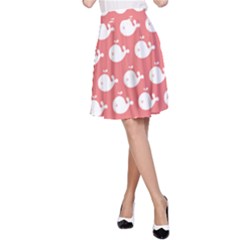 Cute Whale Illustration Pattern A-line Skirts by GardenOfOphir