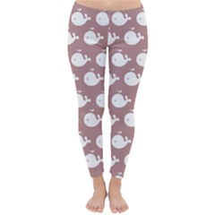 Cute Whale Illustration Pattern Winter Leggings by GardenOfOphir