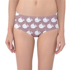 Cute Whale Illustration Pattern Mid-waist Bikini Bottoms by GardenOfOphir