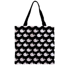 Cute Whale Illustration Pattern Zipper Grocery Tote Bags by GardenOfOphir