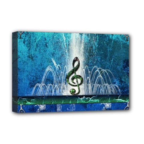 Clef With Water Splash And Floral Elements Deluxe Canvas 18  X 12  