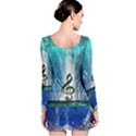 Clef With Water Splash And Floral Elements Long Sleeve Bodycon Dresses View2