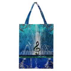 Clef With Water Splash And Floral Elements Classic Tote Bags