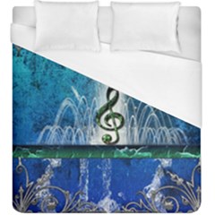 Clef With Water Splash And Floral Elements Duvet Cover Single Side (kingsize)