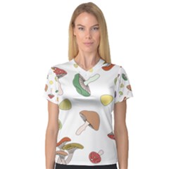 Mushrooms Pattern 02 Women s V-neck Sport Mesh Tee