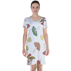 Mushrooms Pattern 02 Short Sleeve Nightdresses