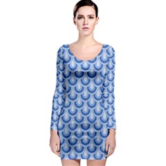 Awesome Retro Pattern Blue Long Sleeve Bodycon Dresses